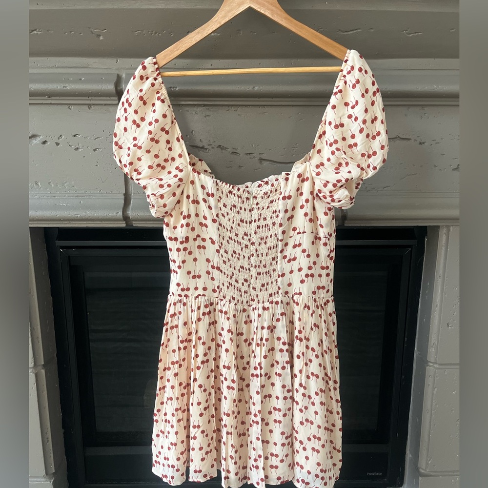 Reformation Davonne Mini Dress in Cherry Pudding Sweetheart Neckline Coquette - Picture 7 of 11